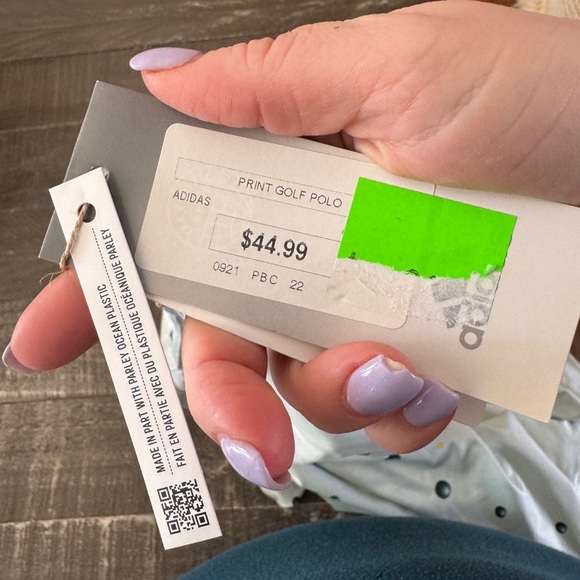 ADIDAS NWT Boys Ultimate365 print Golf Polo In Linen Green Size XL - Picture 6 of 6